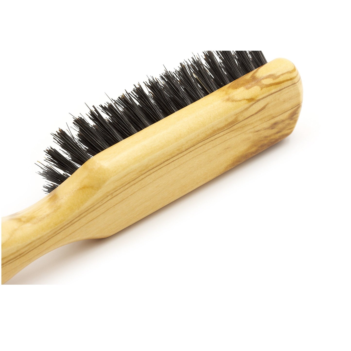 Fendrihan Genuine 100% Medium Stiffness Boar Bristle 5-Row Hairbrush with Polished Olivewood Handle MADE IN GERMANY