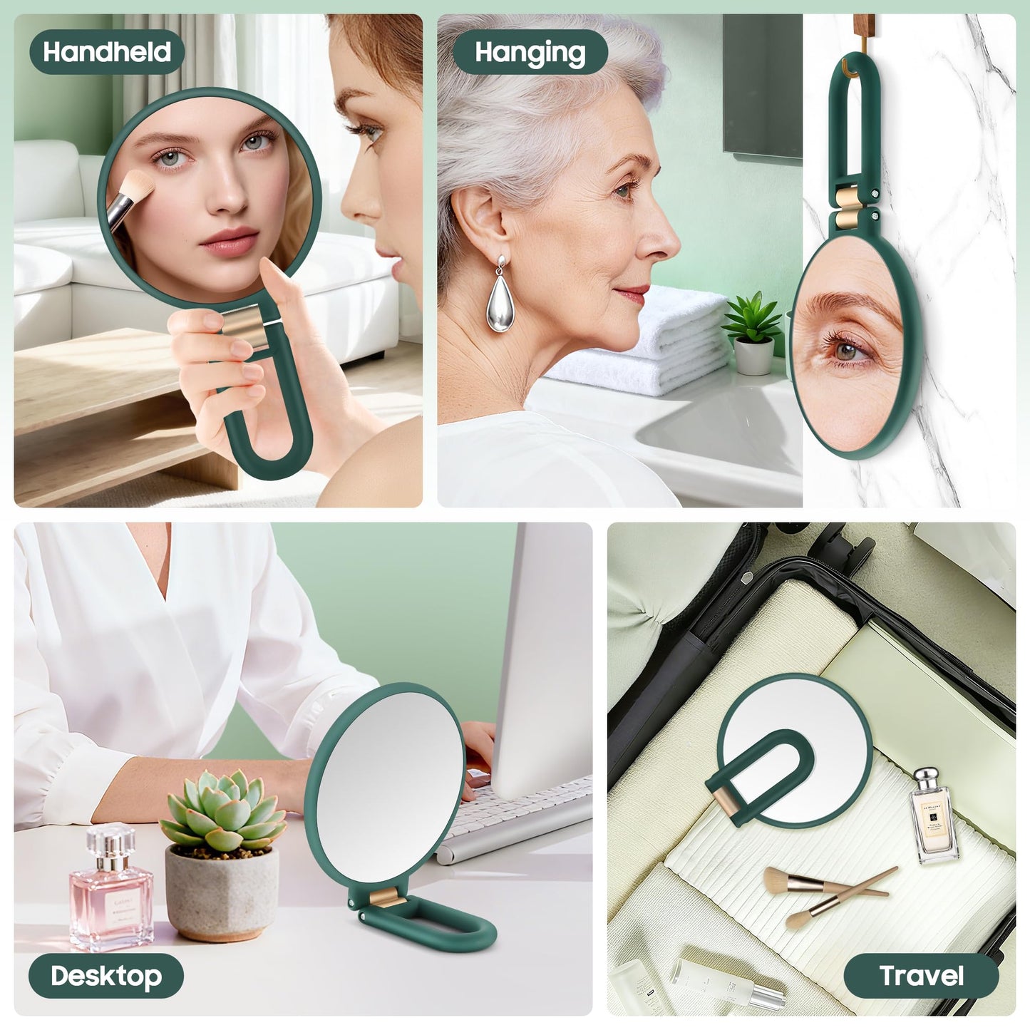 B Beauty Planet 40X Magnifying Mirror, Hand Mirror with Handle, Double Sided Hand Mirror with 40X/1X Magnification, Travel Essential Portable Foldable Beauty and Personal Care B Beauty Planet