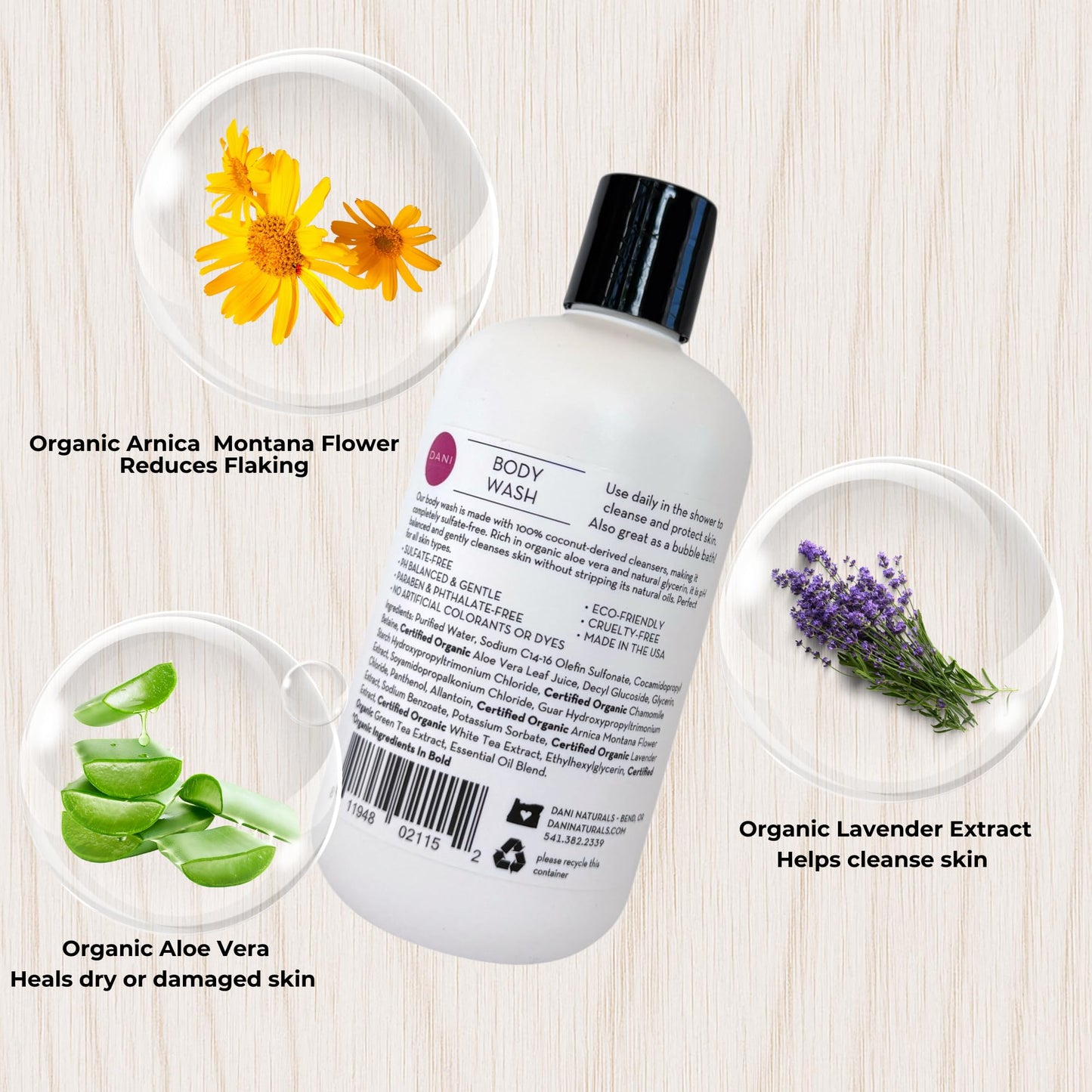 DANI Naturals Passion Fruit Body Wash, Vegan, Sulfate-Free, Made with Organic Ingredients, 12 fl oz