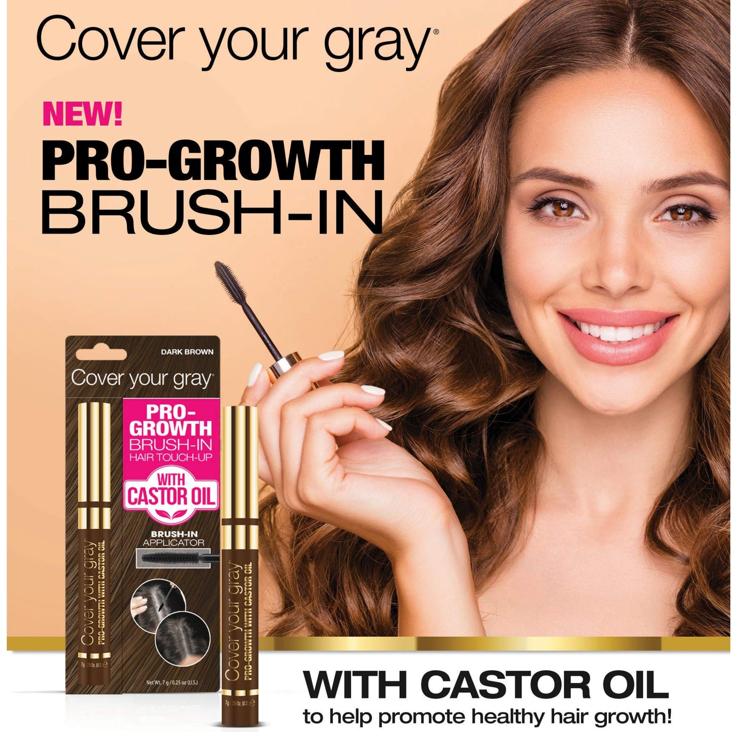 Cover Your Gray Pro-Growth Hair Touch-up with Castor Oil - Black