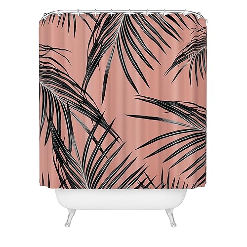Society6 Shower Curtain - Bathroom Decor by Anita Bella Jantz - Extra Long Fabric Shower Curtains for Bathroom, 71" x 74", Black Palm Leaves Dream 5