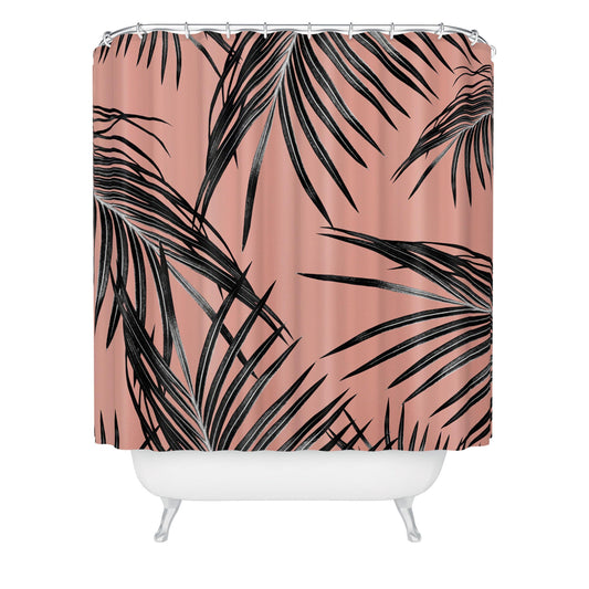 Society6 Shower Curtain - Bathroom Decor by Anita Bella Jantz - Extra Long Fabric Shower Curtains for Bathroom, 71" x 74", Black Palm Leaves Dream 5