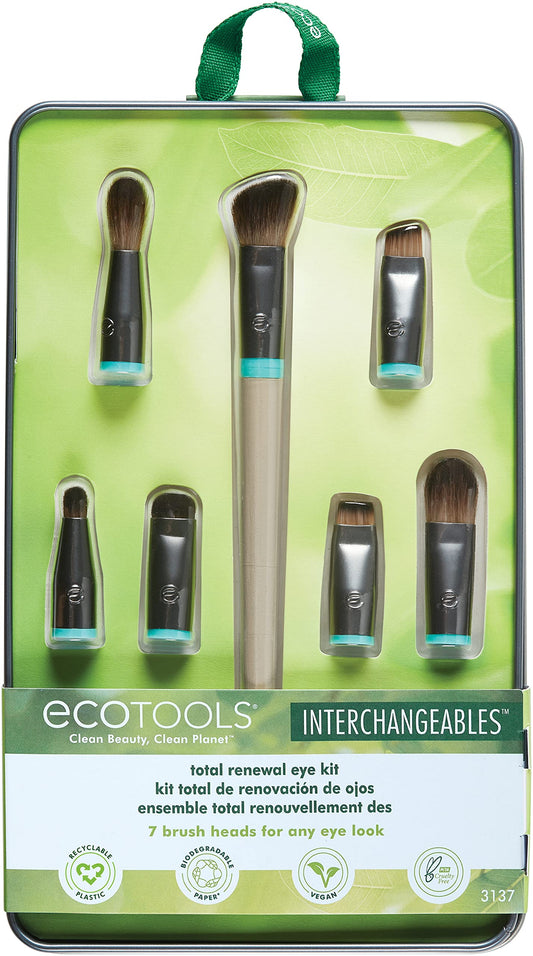 EcoTools Interchangeables Total Renewal Eye Makeup Brush Kit, Customizable Makeup Brushes for Eyeshadow, Travel-Friendly Kit, Eco-Friendly Synthetic Beauty & Personal Care EcoTools