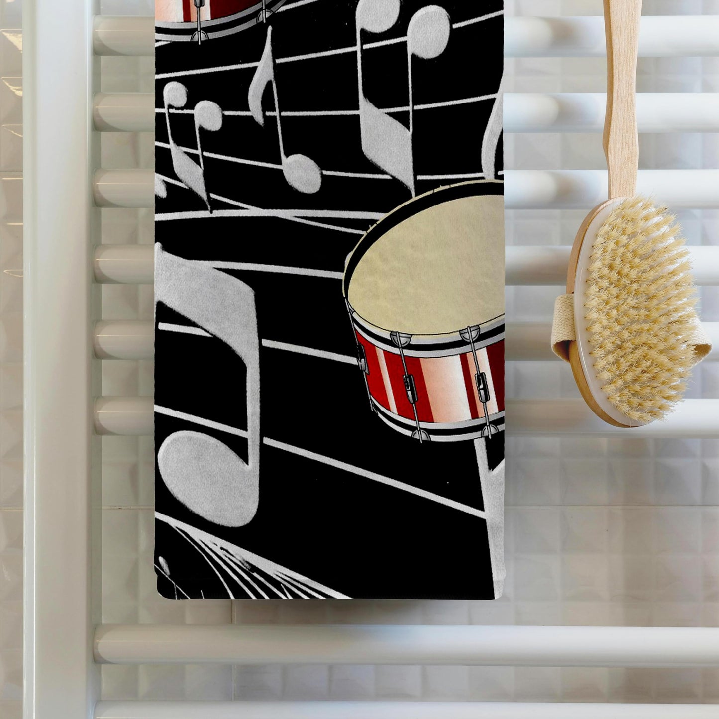 3D Rose Red Drums On Music Notes TWL_38199_1 Towel, 15" x 22"