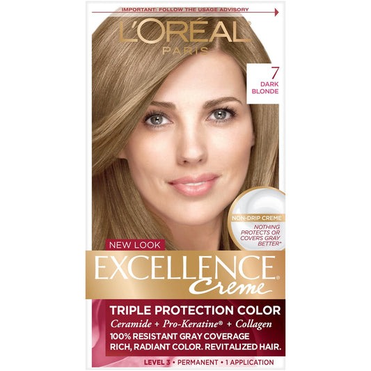 L’Oreal ParisExcellence Triple Protection Permanent Hair Color Creme Dark Blonde [7] 1 ea (Pack of 4)