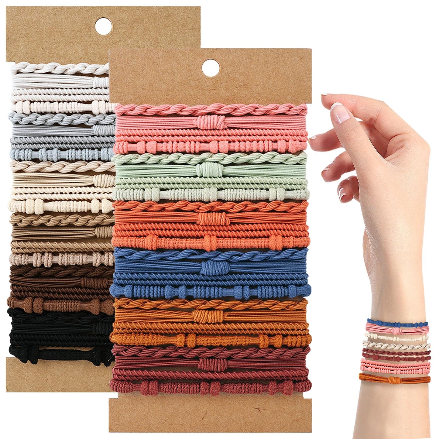 48 PCS Boho Hair Ties, Elastic Hair Tie Bracelets for Women, Cute Hair Ties No Damage, Ponytail Holders for Girls with Thick and Thin Hair Beauty and Personal Care SLNZAPTY