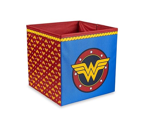 DC Comics Wonder Woman Logo 11-Inch Storage Bin Cube Organizers| Fabric Basket Container, Cubby Cube Closet Organizer | Comic Book Superhero Toys…