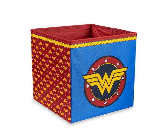 DC Comics Wonder Woman Logo 11-Inch Storage Bin Cube Organizers| Fabric Basket Container, Cubby Cube Closet Organizer | Comic Book Superhero Toys…