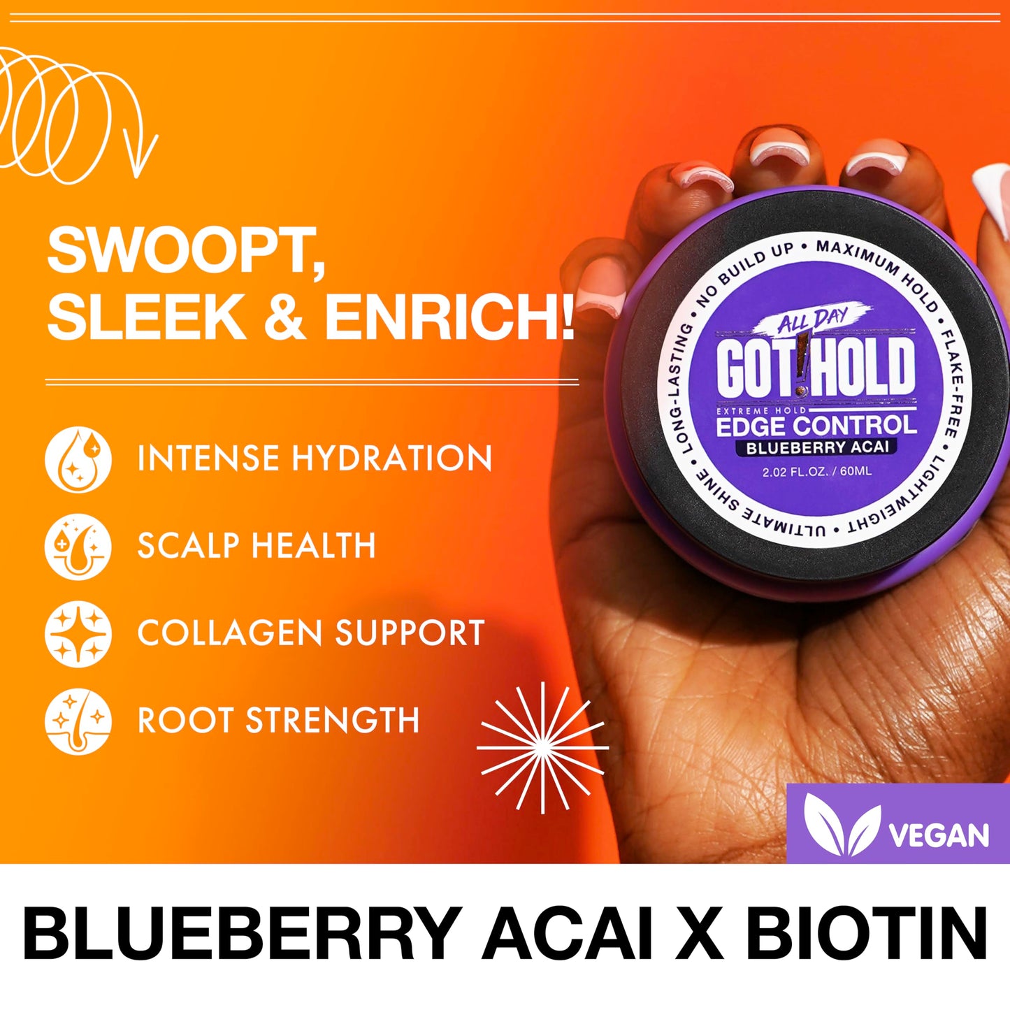 ALL DAY GOT HOLD Extreme hold Blueberry Acai Edge Control 2.02 fl.oz/60ml