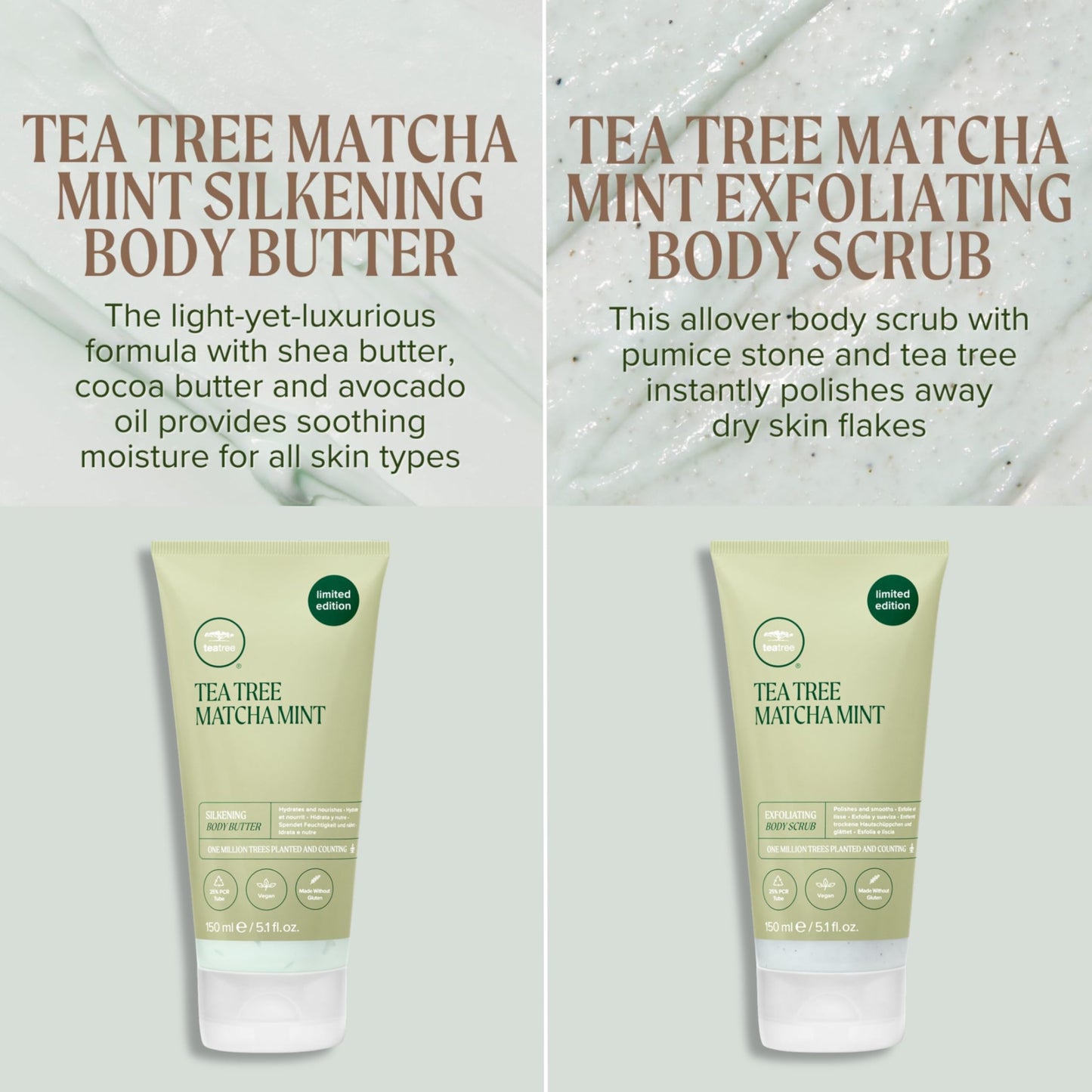 Tea Tree Matcha Mint Body Care Duo, Body Scrub + Body Butter, For All Skin Types, Especially Dry Skin Beauty & Personal Care Tea Tree