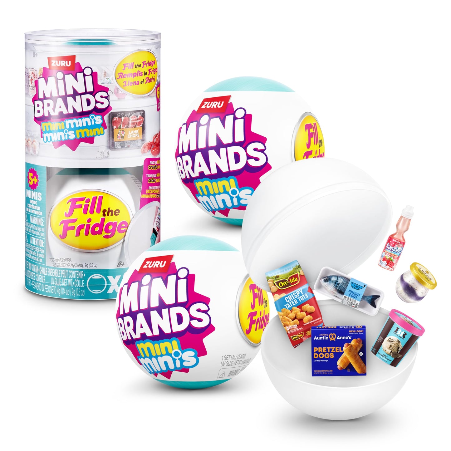Mini Brands Fill The Fridge Mini Minis Series 1 by ZURU, Collectible Miniature Toy, (2 Capsules)