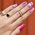 GLAMERMAID Hot Pink Ombre Press on Nails Medium Square, Color Gel False Nals, Valentine Colorful Glue on Nails Kit for Women, Pop Comic Sweet Reusable