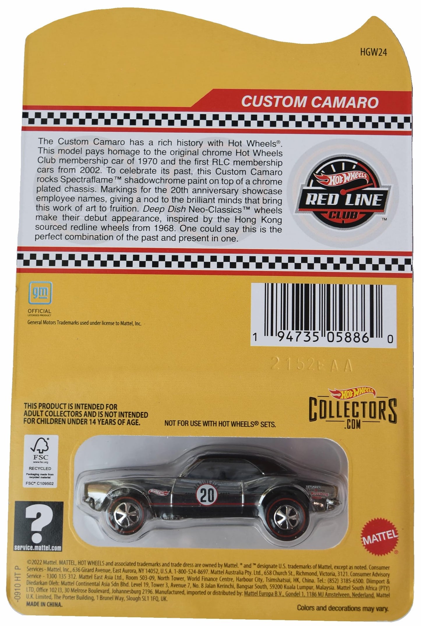 Hot Wheels Custom Camaro, RLC Exclusive