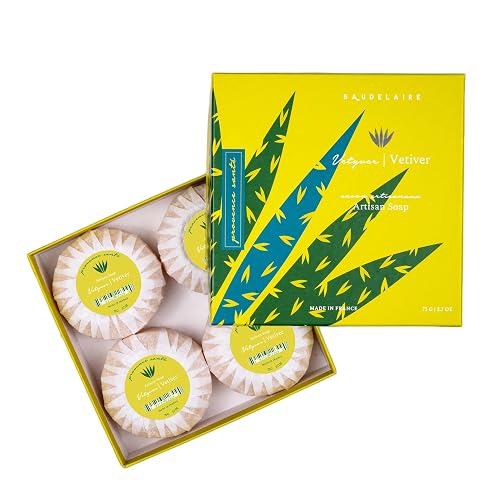 Provence Sante Luxury French Cleansing Bar - Moisturizing Shea Butter - Triple-milled Vetiver Fragrance, 2.7oz 4-Bar Gift Box Beauty & Personal Care Provence Sante