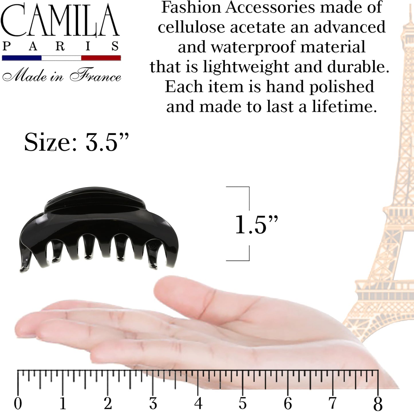 Camila Paris CP2385 French Hair Clip for Women for Thick Hair for Long Curly Wavy Hair, Large, Girls Hair Claw Clips Jaw Styling Hair Accessories