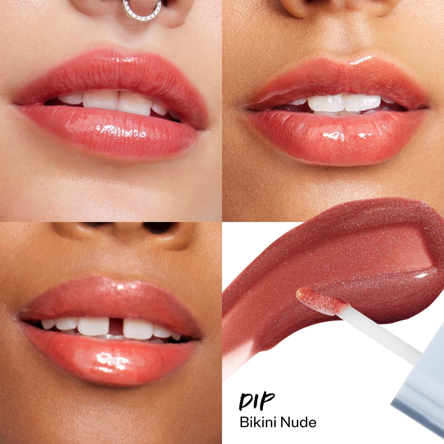 Kosas Wet Lip Oil Gloss - Hydrating Lip Plumping Treatment with Hyaluronic Acid & Peptides, Non-Sticky Finish (Dip)