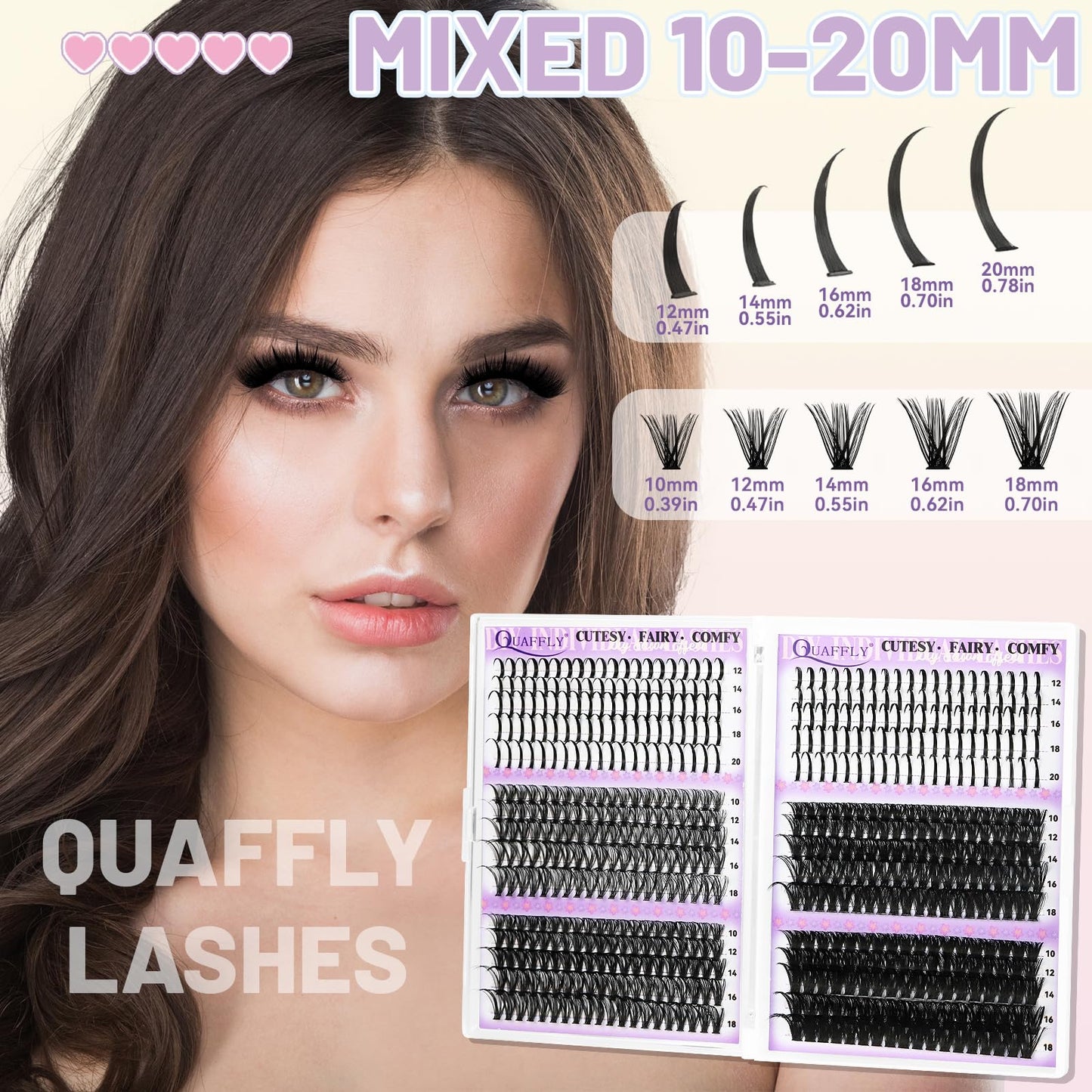 Lash Clusters Kit - 590Pcs Including Spikes Eyelashes & 4 Styles Mixed Set - From Natural to Thick With Lash Bond&Seal/Tweezers/Two Brush Suitable Beauty and Personal Care QUAFFLY