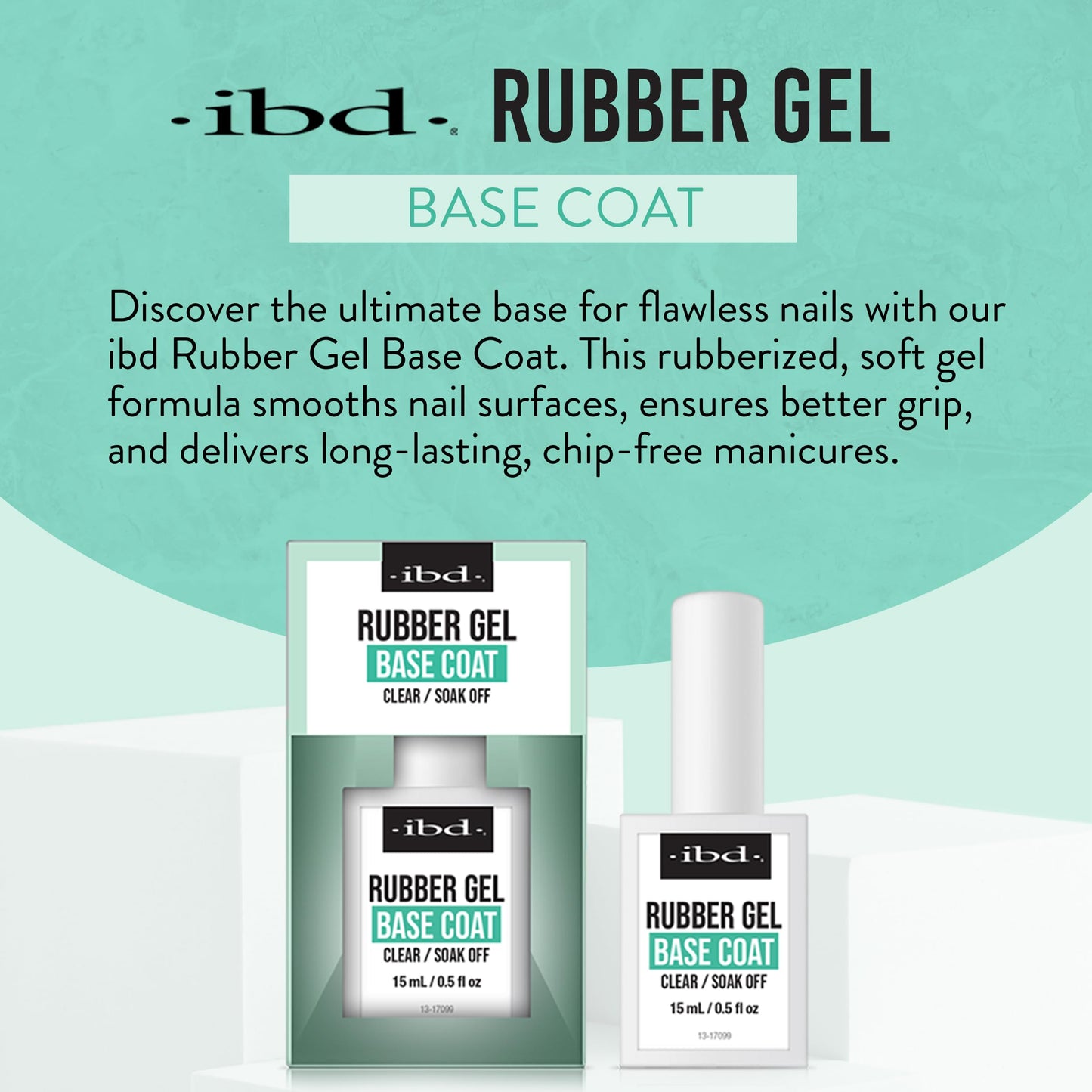 IBD Rubber Base Gel Nail Polish, Base Coat - Clear Soak-Off Builder Gel for Nails Strengthening & Breakage Prevention, 0.5 fl oz Beauty & Personal Care IBD