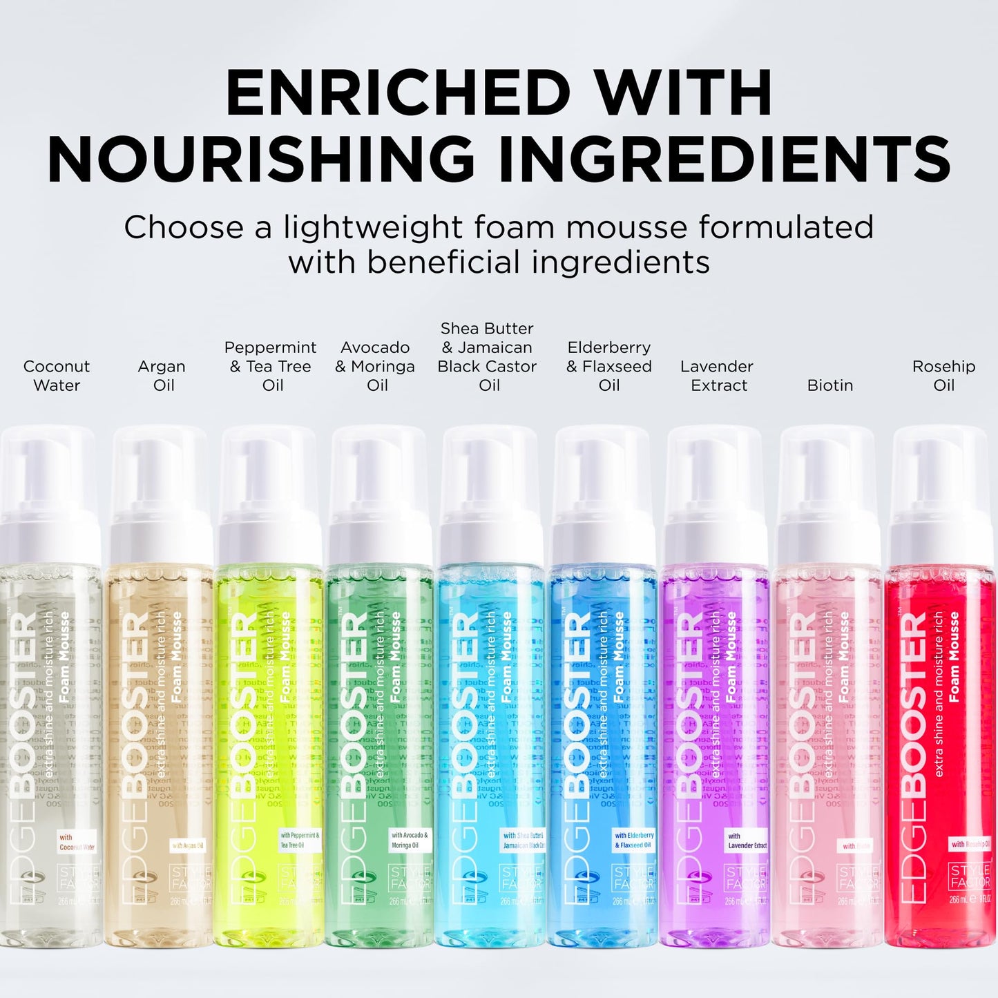 Style Factor EDGE BOOSTER Extra Shine & Moisture Rich Foam Mousse | Lightweight Styling for Curls, Waves, Braids, Locs & Protective Styles | Volume