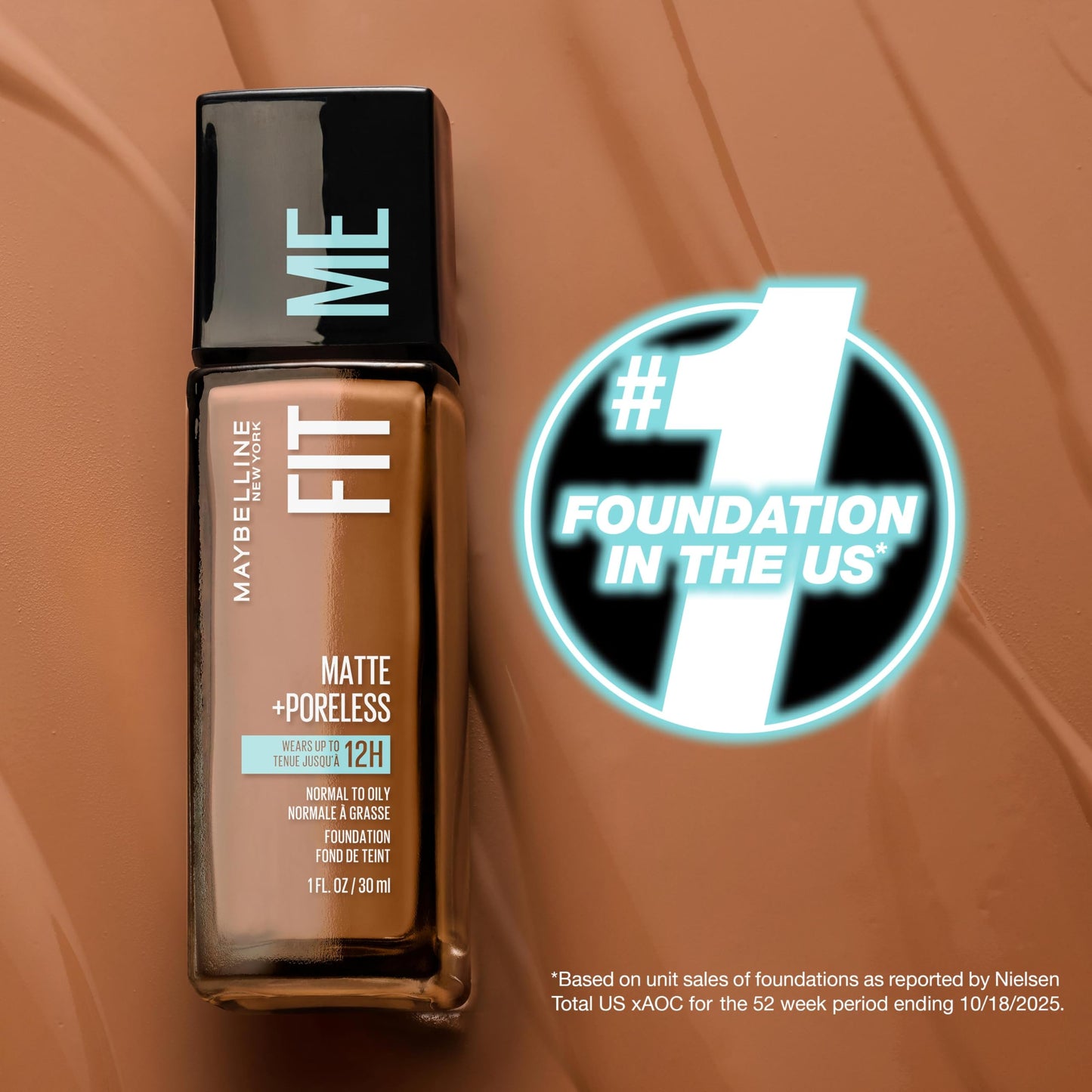 Maybelline Fit Me Matte + Poreless Liquid Oil-Free Foundation Makeup, Ivory, 1 Count (Packaging May Vary)