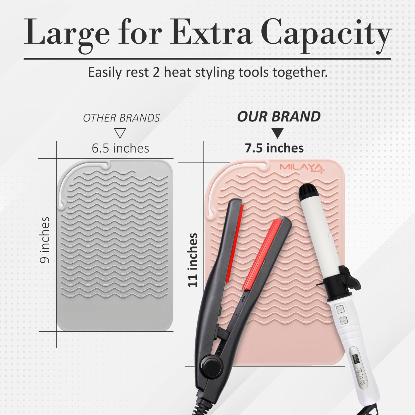 Milaya Beauty Vanity Accessories - Heat Resistant Mat - Silicone Flat Iron & Curling Iron Holder, Non-Slip Vanity Mat & Hot Tool Mat for Home, Salon