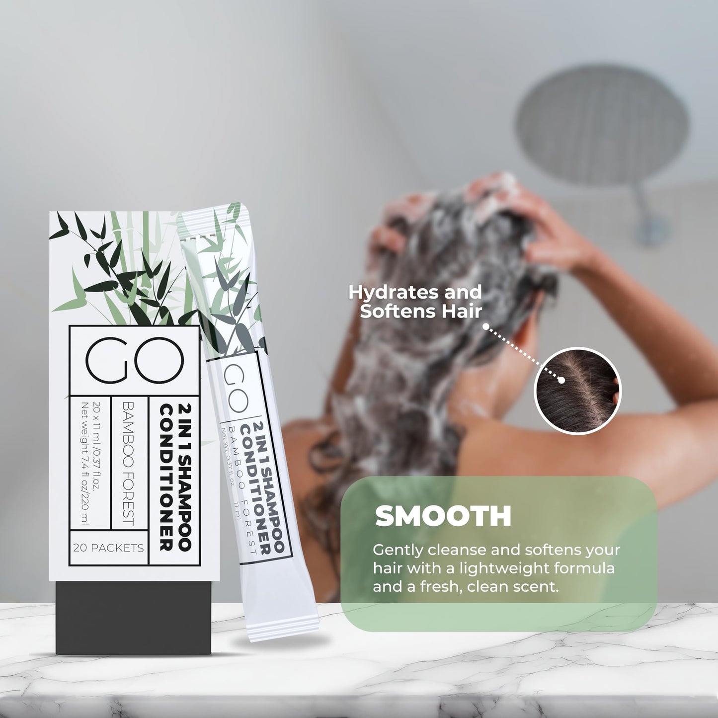 Travel Size Shampoo and Conditioner Set of 20 - 2 in 1 Single Use Travel Shampoo and Conditioner (Sulfate Free) - Hotel Amenities, Homeless Care Kit.