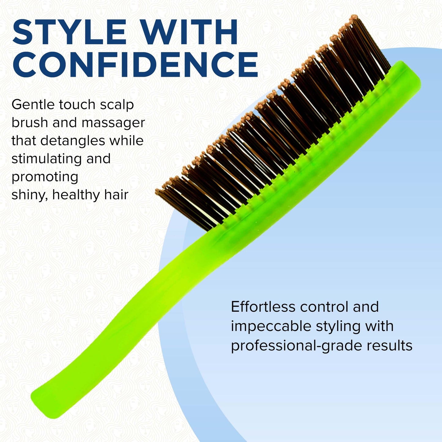Giorgio GION2G Neon Green 6.25 inch Gentle Touch Detangler Hair Brush for Men Women & Kids. Soft Bristles for Sensitive Scalp. Wet & Dry for all Hair