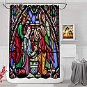BaoNews Christmas Decorative Shower Curtain, Christmas Stained Glass AngelDecor Shower Curtain for Shower Stall Bathroom Resistant Waterpro…
