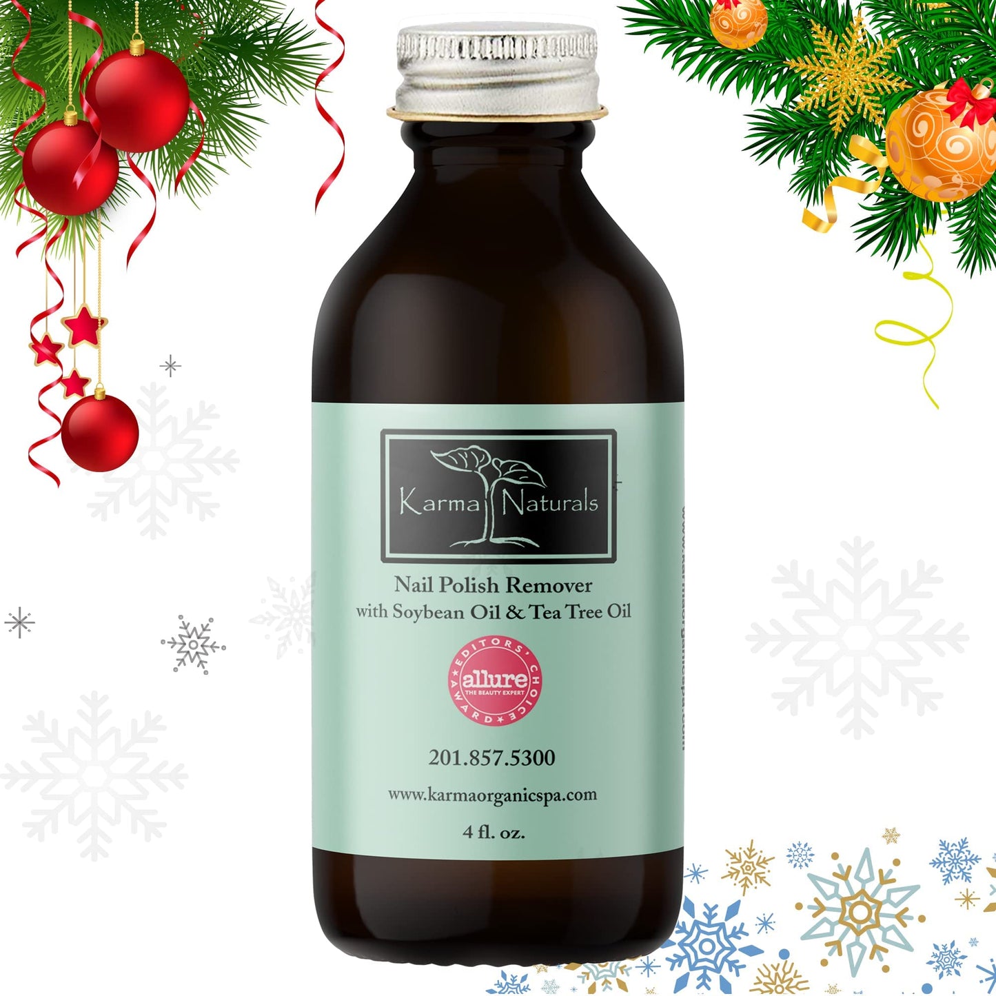 Karma Organic Nail Polish Remover with Soybean Oil and Tea Tree Oil- Non Toxic, Vegan, Cruelty Free, Acetone Free - Nails Strengthener for Fingernails