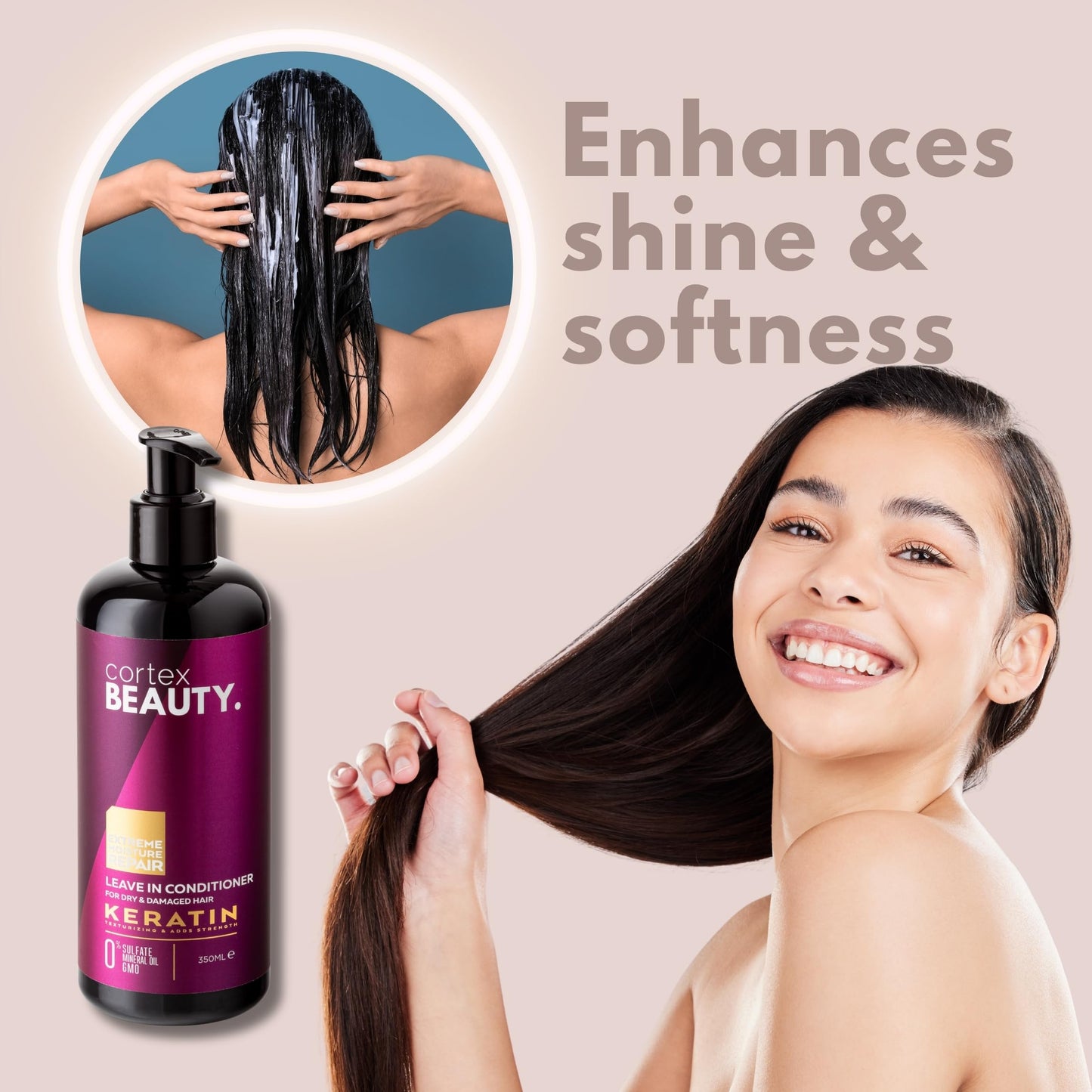 Cortex Beauty | Keratin Hydrating Shampoo, Strengthening Conditioner, and Leave in Conditioner Set