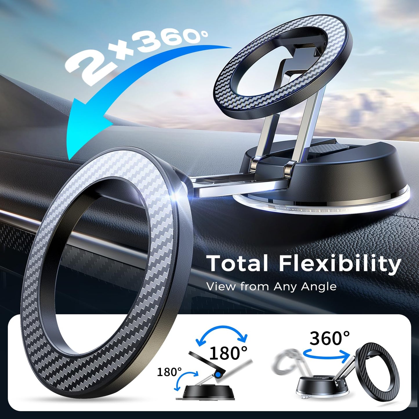 ACMEZING NeverFall Car Phone Holder for MagSafe [78+LBS Ultra Grip | 2400gf Magnetic Power] 360° Foldable Car Mount Cell Phone Holders for Your Car…