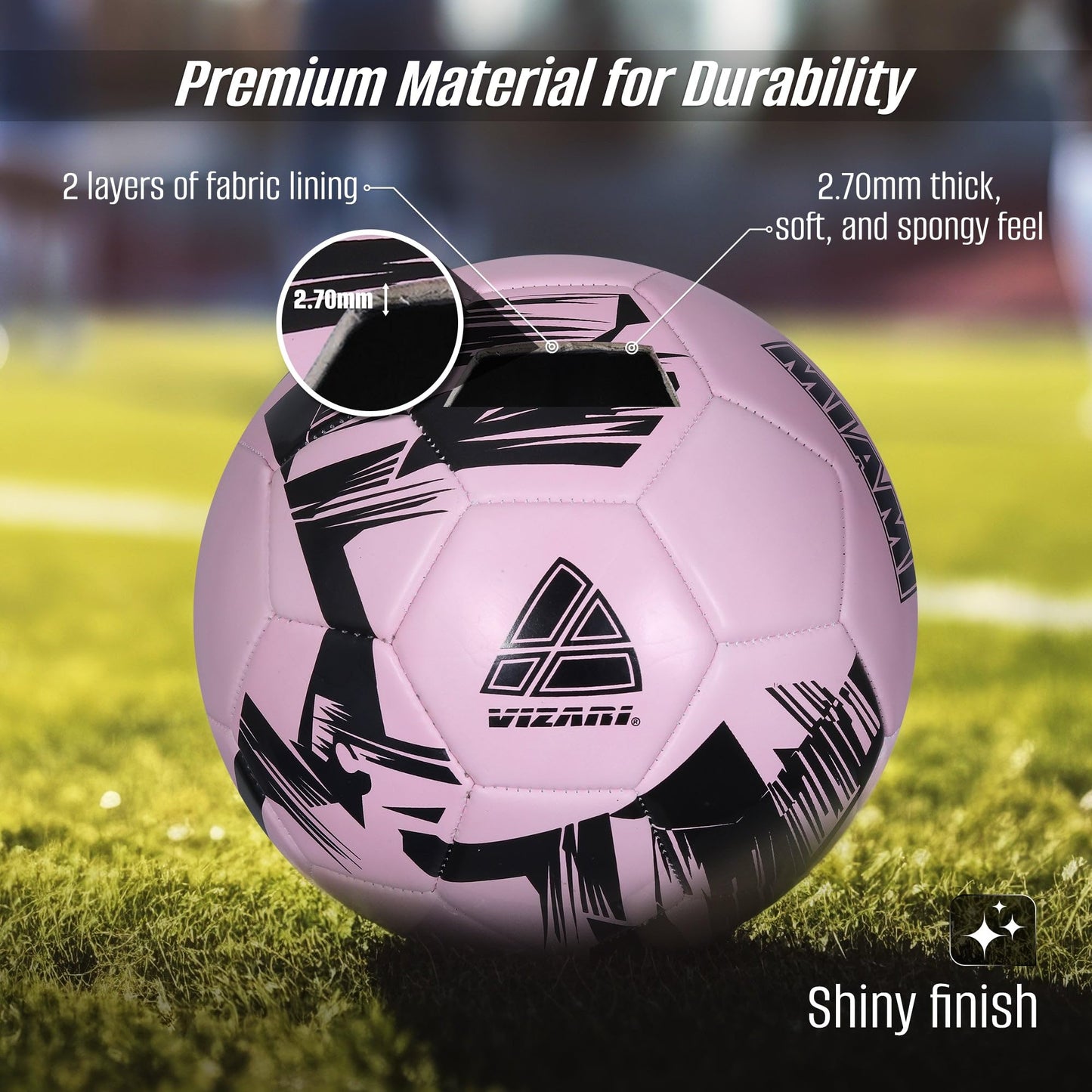 Vizari Miami Soccer Ball for Youth, Adults | Sizes Mini, 3, 4, 5 | Soccer Ball for Boys, Girls, Kids | Barcelona, Manchester, City, Madrid, Munich…