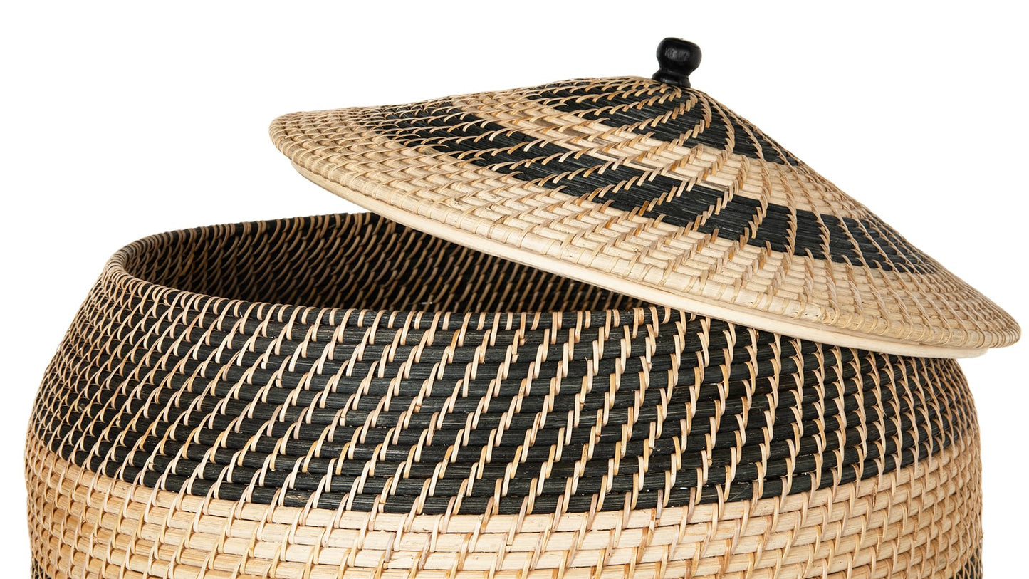 KOUBOO Extra-Large Rattan Belly, Natural-Black Storage Basket