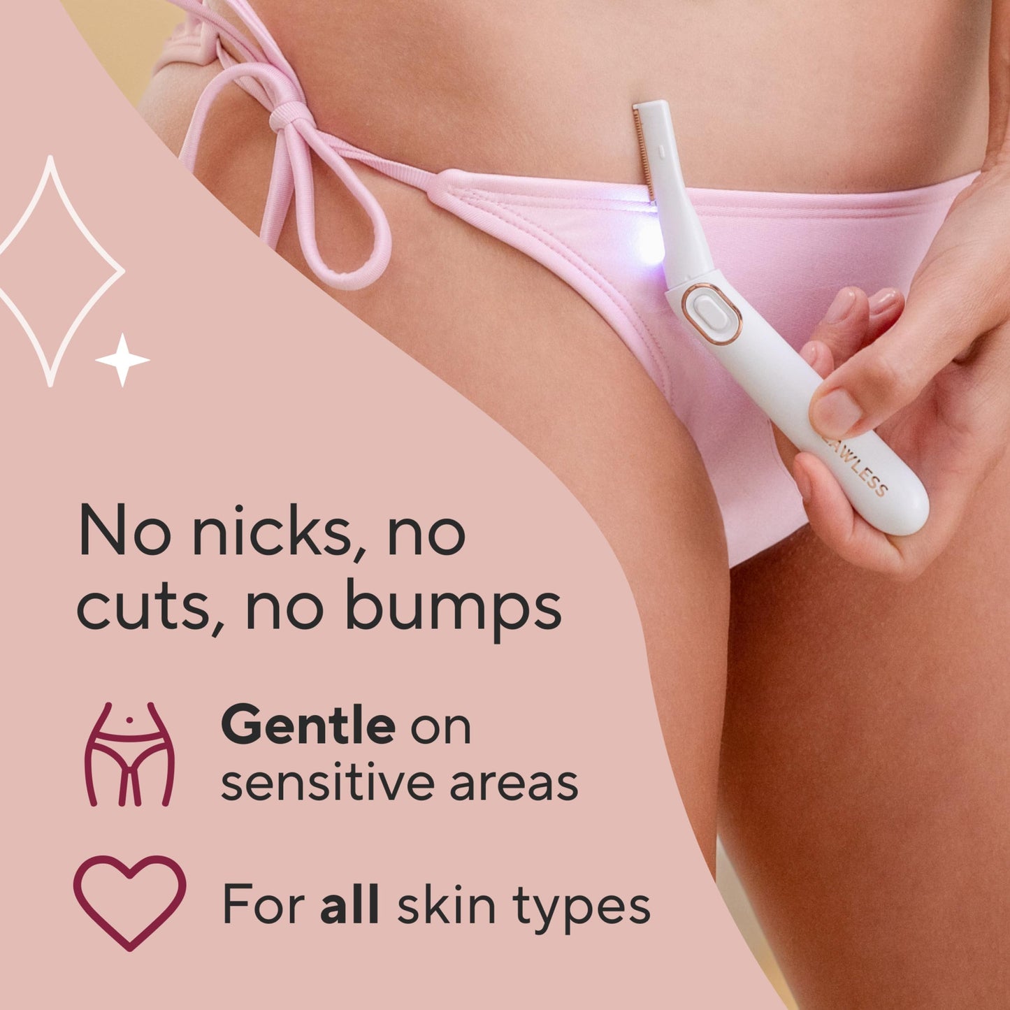 Finishing Touch Flawless Bikini Shaver and Trimmer Hair Remover for Women, Dry Use Electric Razor, Personal Groomer for Intimate Ladies Shaving, No