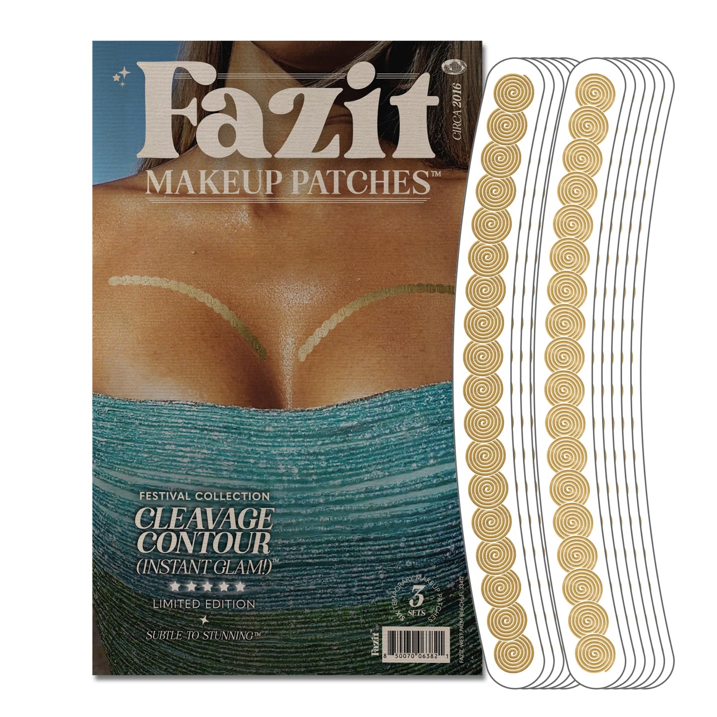 Fazit Makeup Patches - Cleavage Contour - Glow Up Make-Up Patches - Cute Glitter Makeup Accessories for Women - Cosmetic Body Glitter