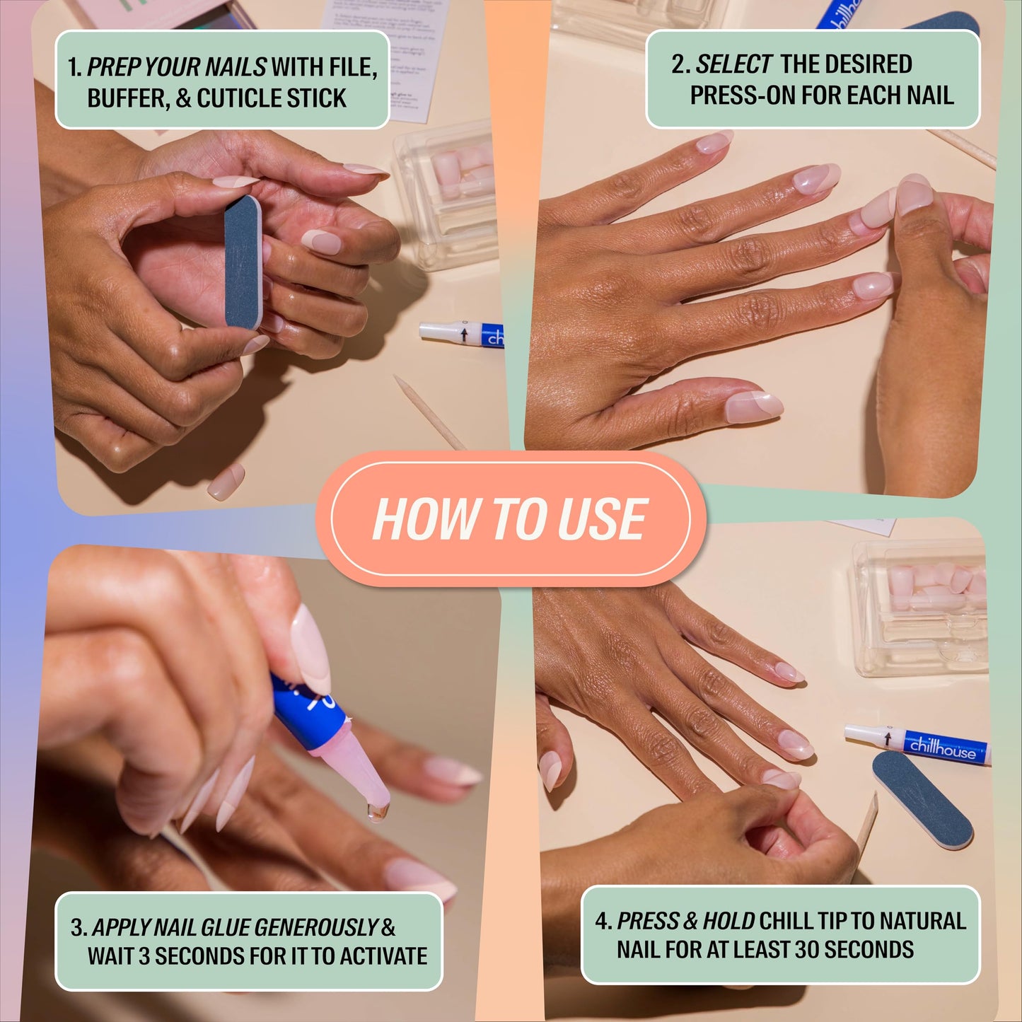 Chillhouse - Chill Tips, Press on Nails Kit - Emerald Tower (Almond) - 30 Nail Shapes & Sizes - Up to 2 Weeks of Wear - Customizable Fit - Reusable Beauty & Personal Care Chillhouse