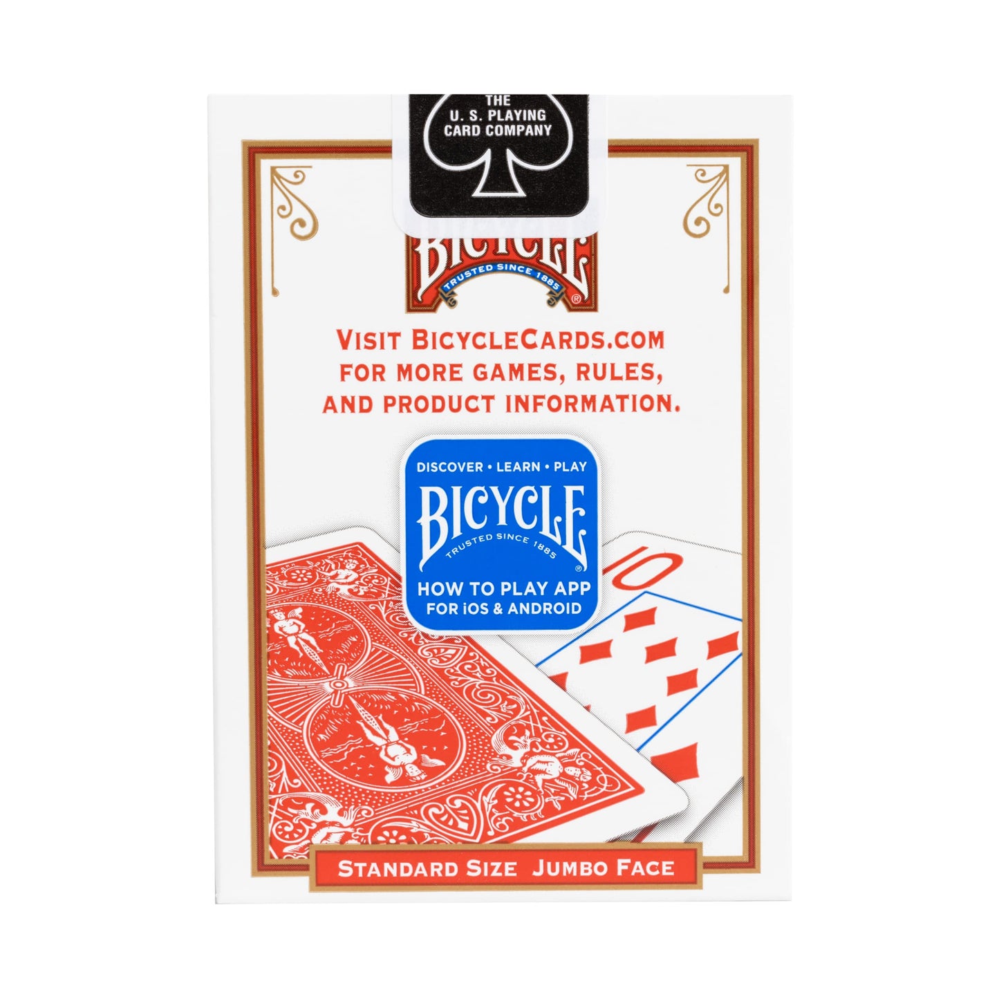 Bicycle Jumbo Index Playing Cards , 2 Pack Large Print Poker Size Deck of Cards for Easy Reading, Family Card Games, and Casino Play