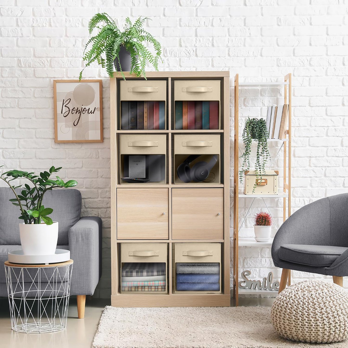 Sorbus 11 Inch Storage Bins with Clear Window - 6 Foldable Baskets for Organizing Clothes, Toys, Books - Sturdy Collapsible Fabric Storage Cubes…