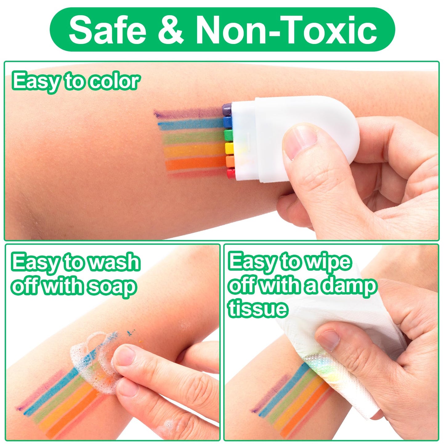 Lekgavd 4PCS Rainbow Face Body Paint, Pride Makeup Supplies, Face Painting Crayons for Pride Day, Celebrations Party, Festivals for Men, Women