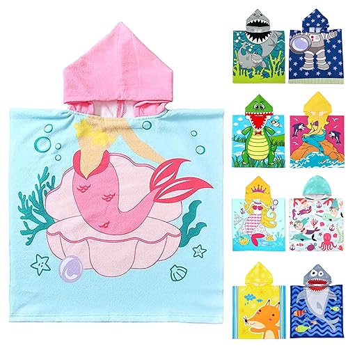 Cute Animal Hooded Beach Towel, Microfiber Bath Towels For Kids Toddler Infant Boy Girl, Animal Towels For Bath Pool Swim Swimwear Summer Beach…