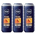 NIVEA MEN Boost Body Wash, Citrus Scent and Caffeine Enriched, 3-in-1 Men's Body Wash, Face and Hair, Paraben Free, Vegan Formula, 16.9 Fl Oz Bottle