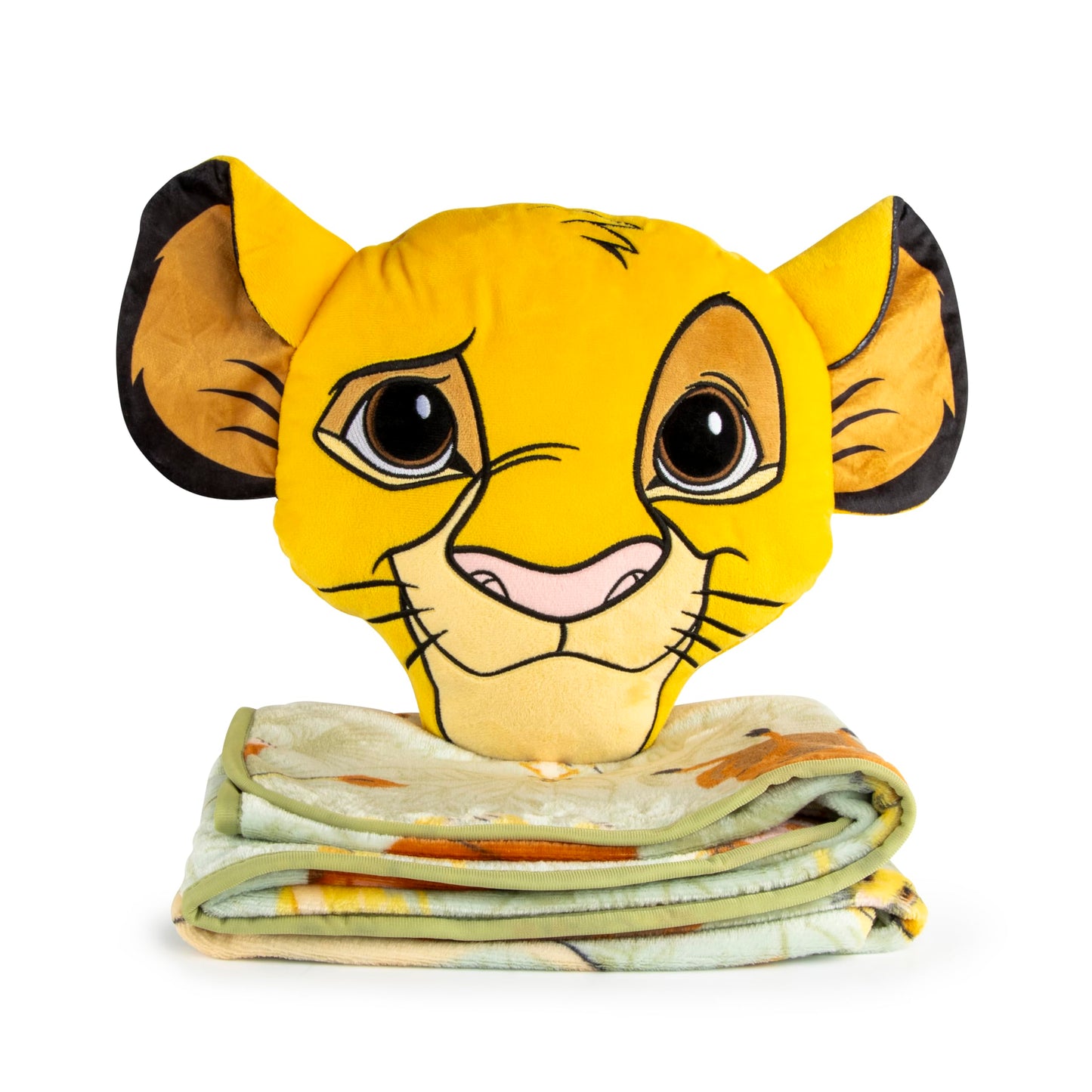 Jay Franco Disney Lion King Simba Nogginz Set - 40 x 50 Inch Lightweight Travel Throw Blanket & Plush Pillow with - Kids Super Soft 2 Piece Safari…