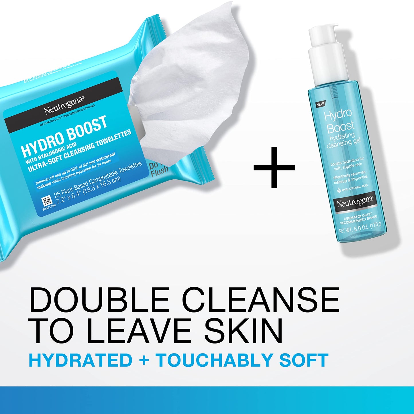 Neutrogena Hydro Boost Lightweight Hydrating Facial Cleansing Gel, Gentle Face Wash & Makeup Remover with Hyaluronic Acid, Hypoallergenic & Non
