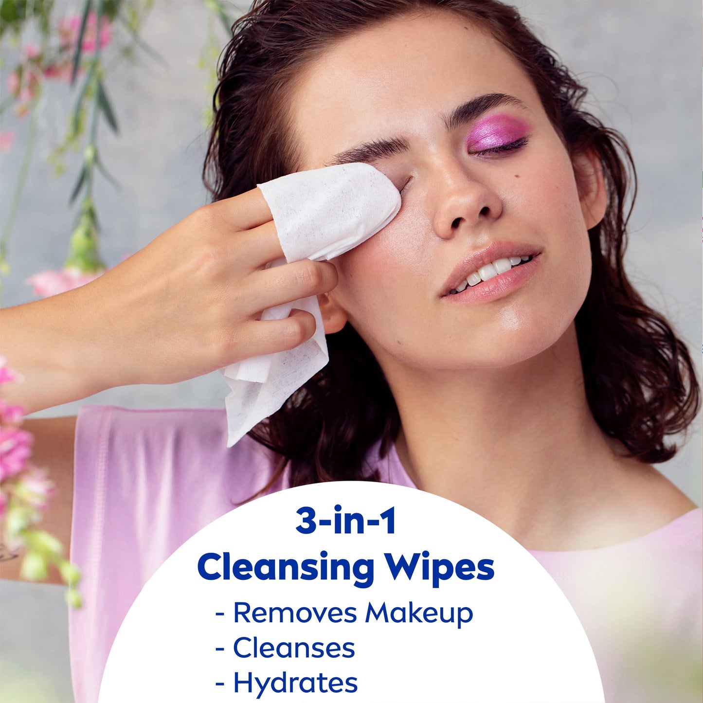NIVEA 3in1 Caring Cleansing Wipes for Face and Eyes, Effective as a Waterproof Makeup Remover, Gentle Facial Cleanser for Dry and Sensitive Skin, 40