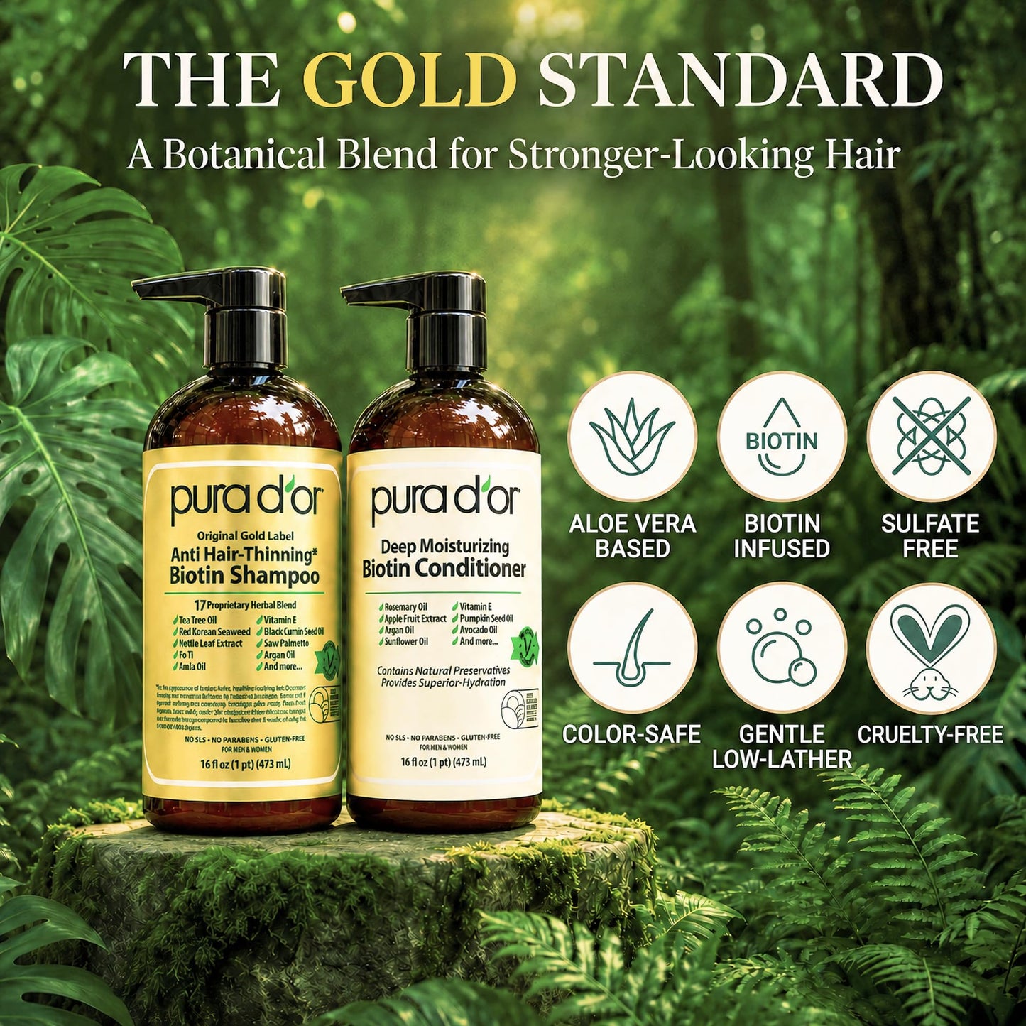 PURA D'OR Anti-Thinning Biotin Shampoo & Hair Regrowth Conditioner, CLINICALLY TESTED Effective Results, Thickening Herbal Blend For Women & Men Beauty and Personal Care PURA D'OR