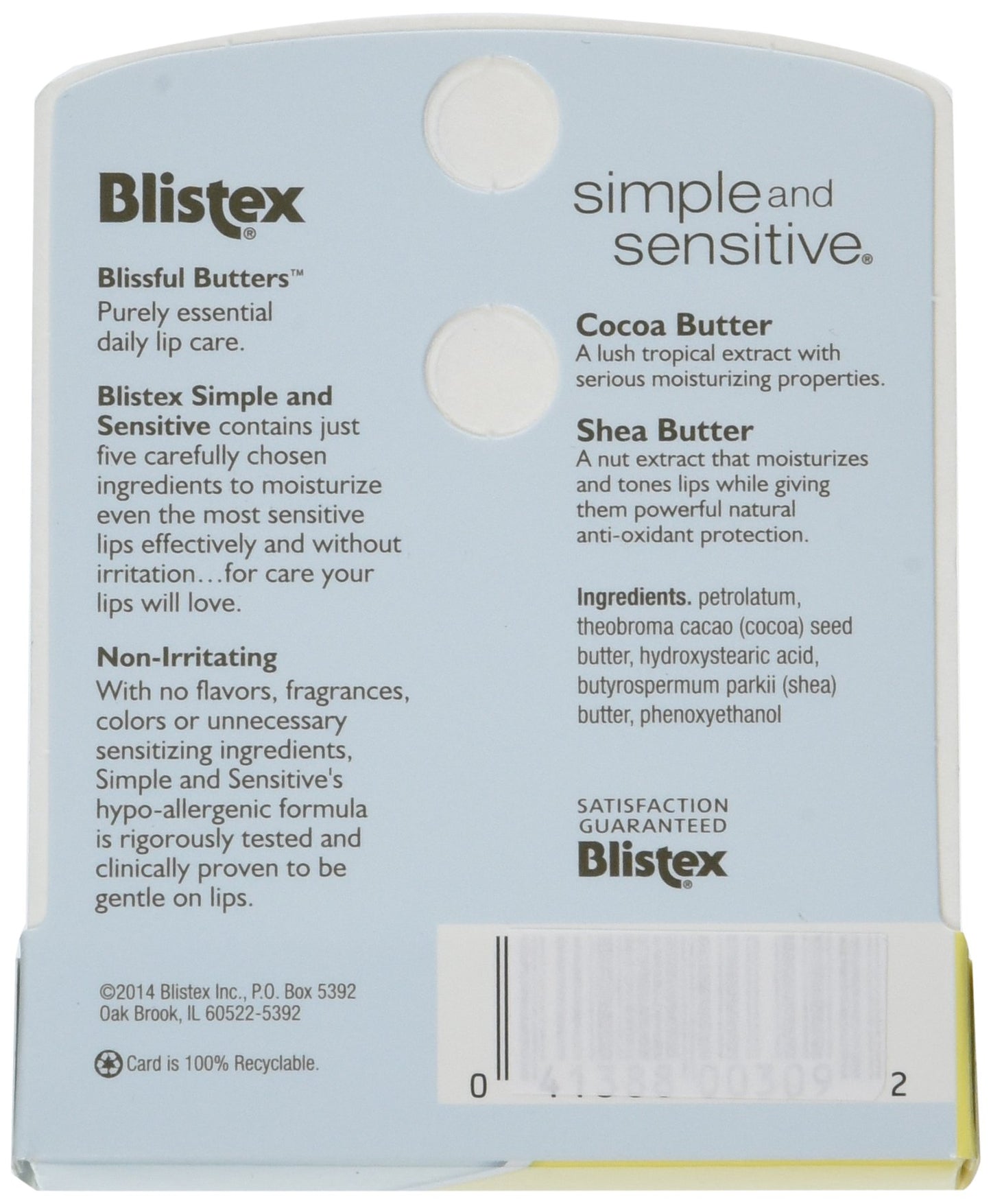 Blistex Simple & Sensitive Lip Moisturizer 0.15 oz (Pack of 6)