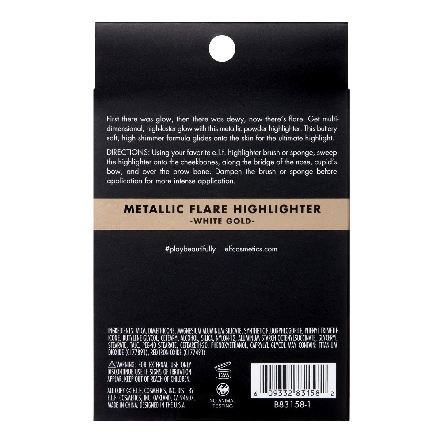 e.l.f. Metallic Flare Highlighter Versatile Jelly-like Formula, Multi-Dimensional, Buttery Soft, Creates a High-Luster, High Shimmer Glow, White Gold