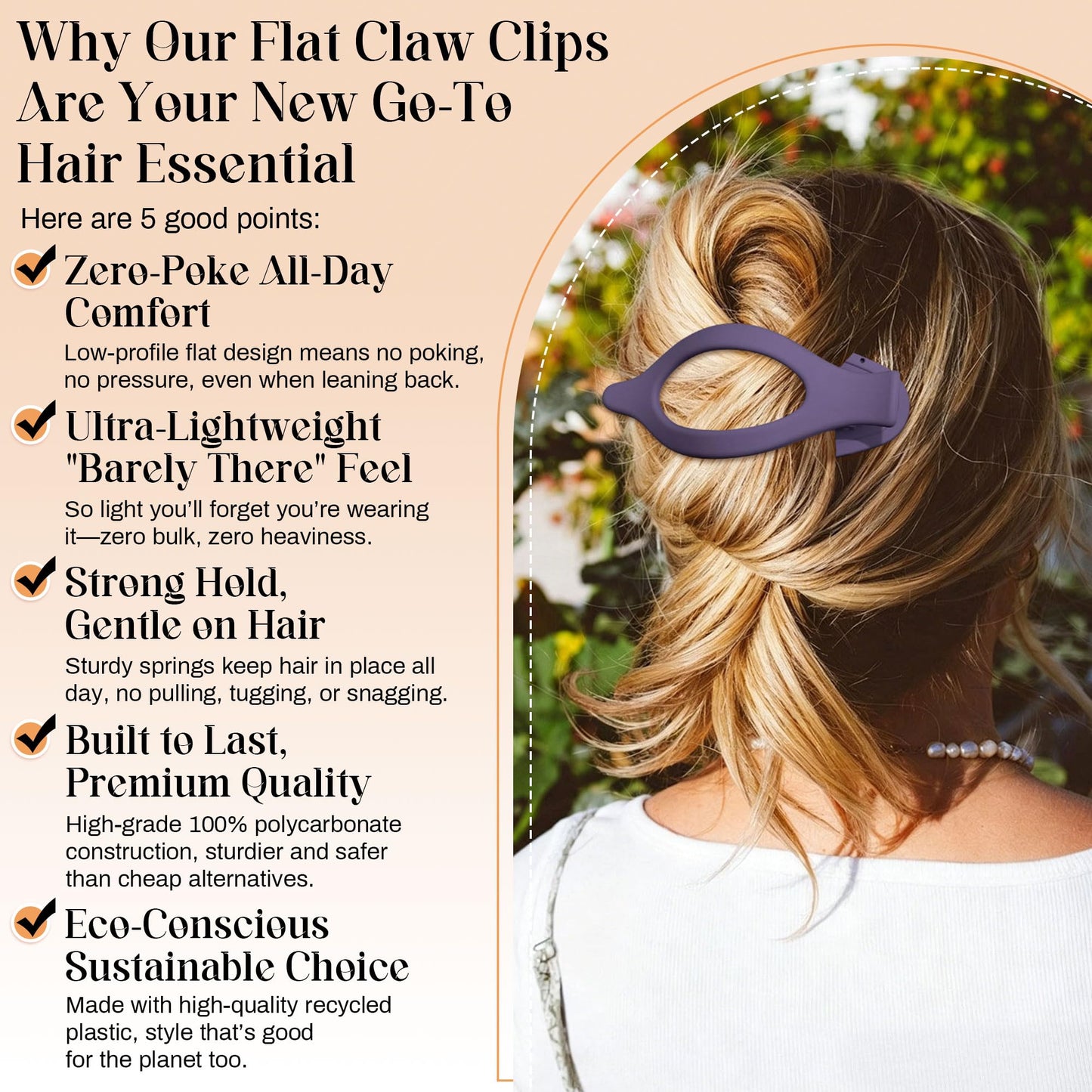 French Flat Hair Clips for Women - 6Pcs Flat Hair Claws for Thin Thick Hair Strong Hold No Slip Grip Hair Claw Clips for Women Girls (Matte Dark Beauty and Personal Care AWAYTR