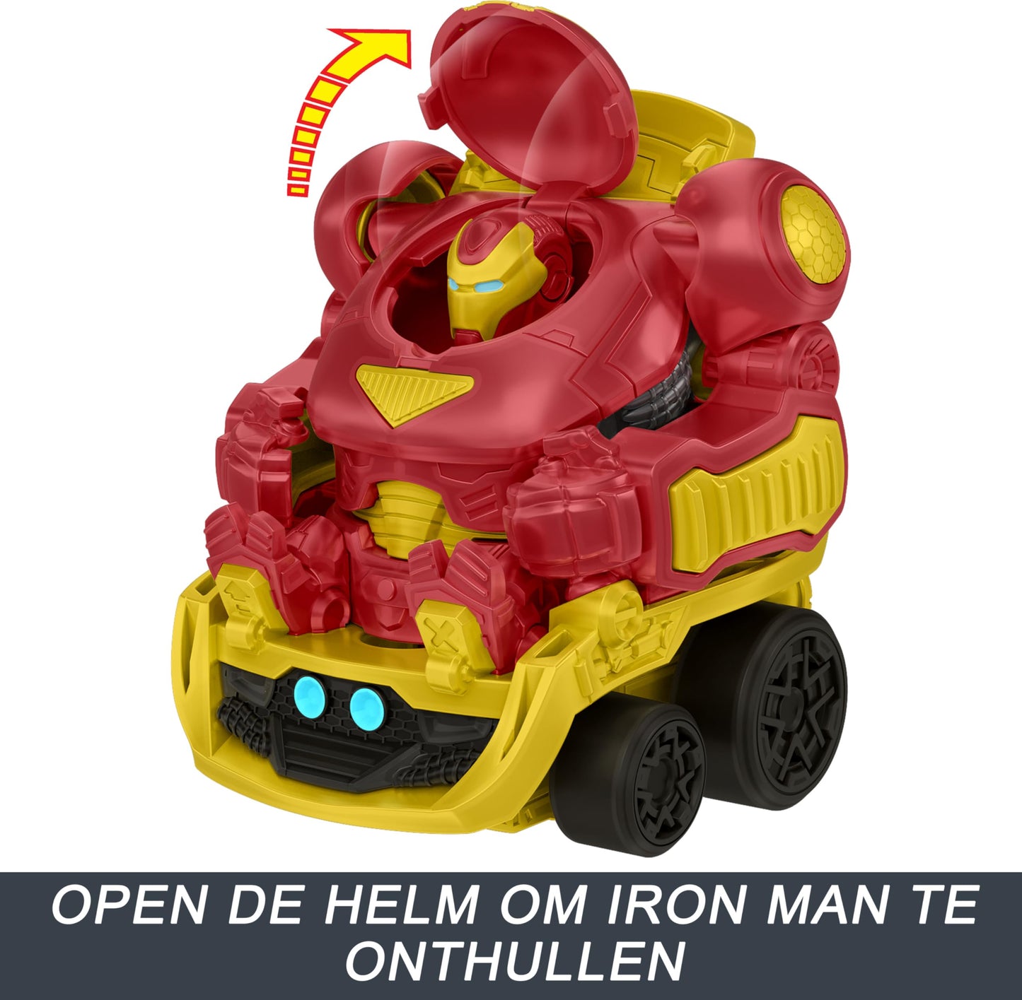 Hot Wheels RacerVerse Marvel Hulkbuster Hauler, Transport & Store Up to 10 Toy Vehicles, Detachable Cab with Flip-Up Helmet & Non-Removable Figure