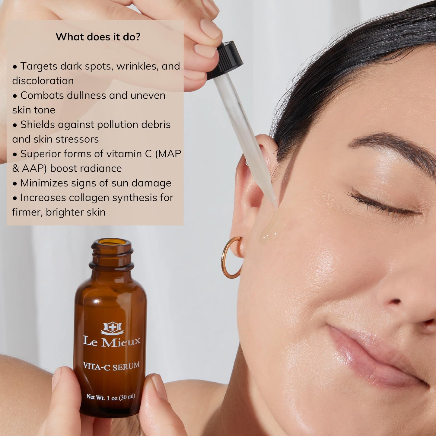 Le Mieux Vita-C Serum - Concentrated Vitamin C & Glutathione Antioxidant Facial Serum for Glowing Skin, VIT C Face Serum to Address the Appearance